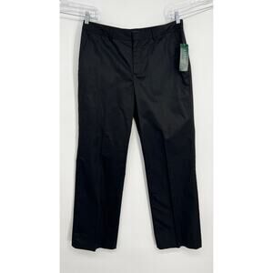 Lauren Ralph Lauren Classic Straight Leg Pants Women Plus Sz 14 Black Cotton NEW